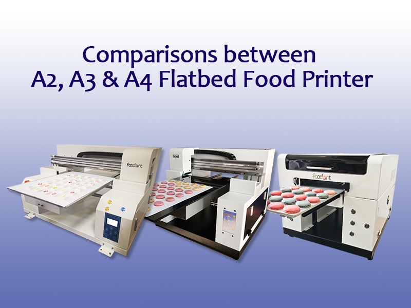 comparisons between A2,A3,A4 flatbed food printer