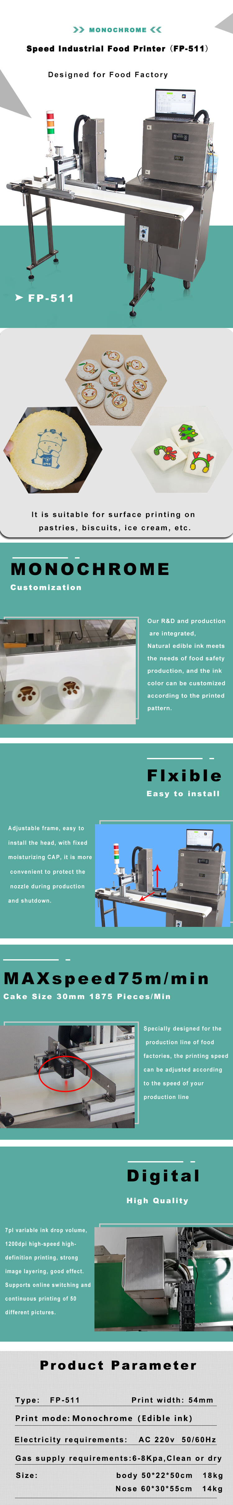 high-speed food printer fp-511-b
